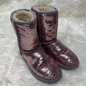 UGG pink sparkle calf boots size 6